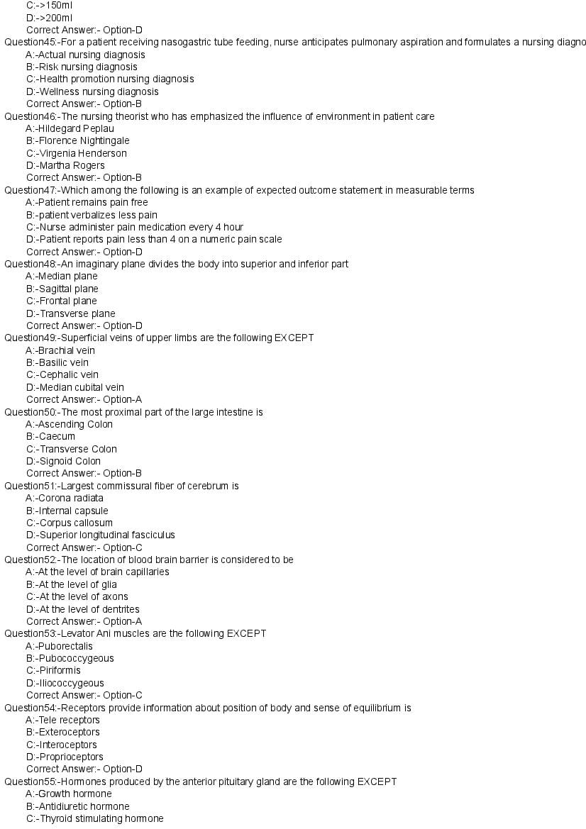Kerala PG Nursing 2020 Question Paper PDF with Answer Key