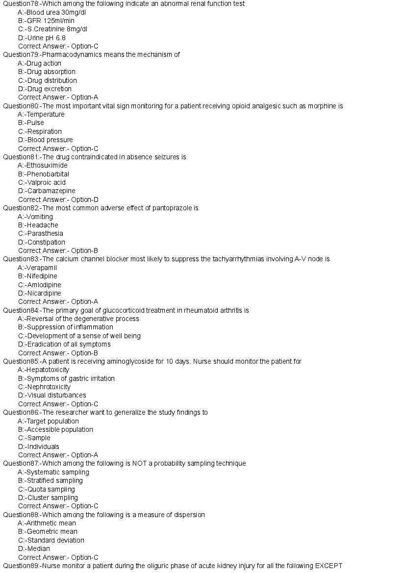 Kerala PG Nursing 2020 Question Paper PDF with Answer Key