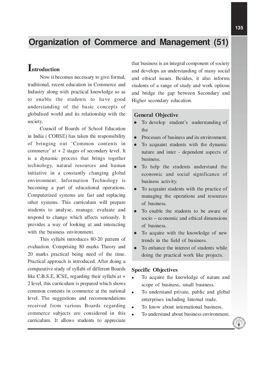 Maharashtra HSC Syllabus 2022 Organisation of Commerce - Page 1