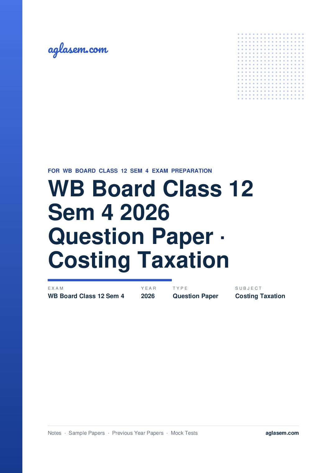 WB Board Class 12 Sem 4 Question Paper 2026 Costing and Taxation - Page 1 of 24