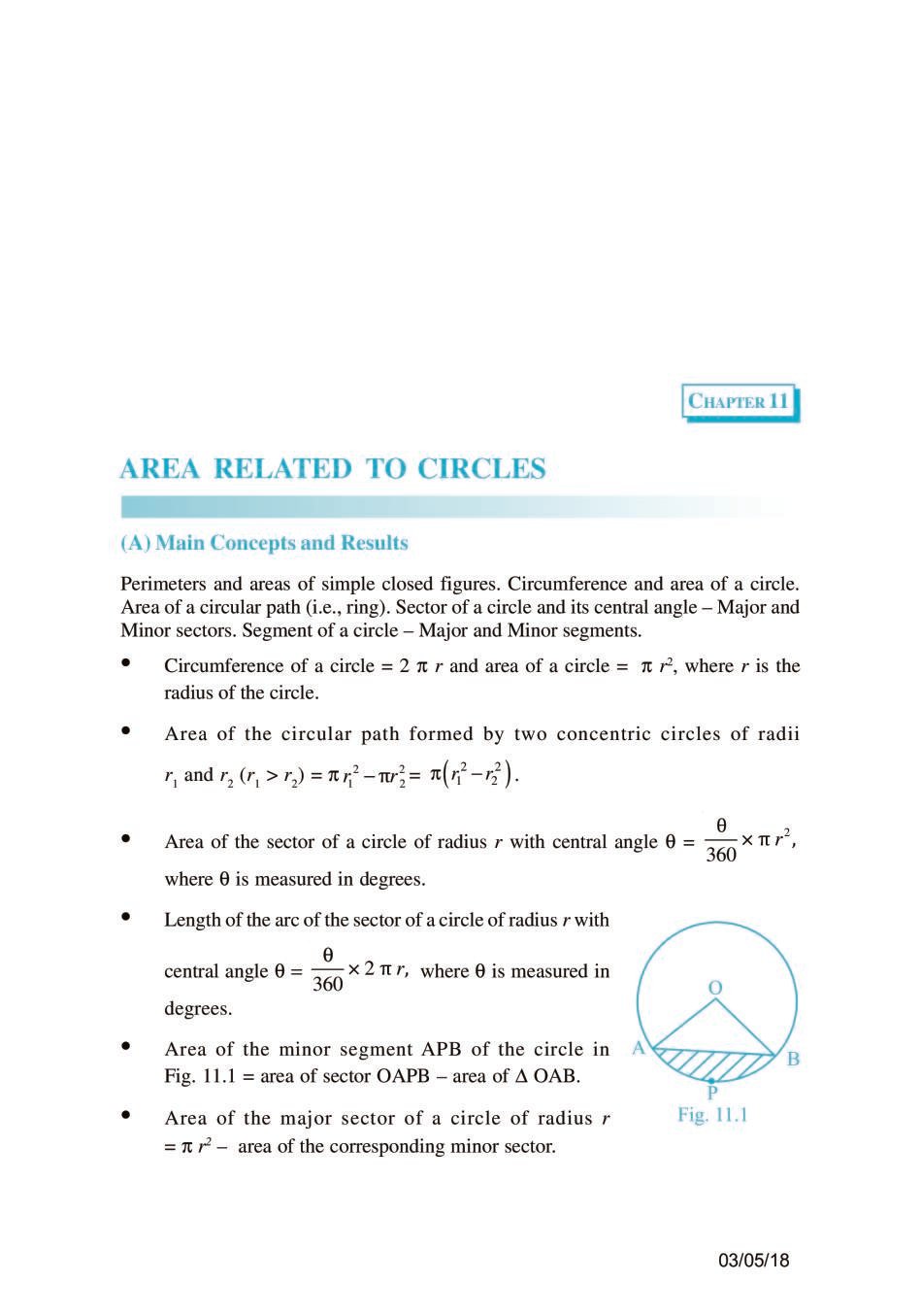 NCERT Exemplar Class 10 Maths Unit 11 Area Related To Circles - Page 1