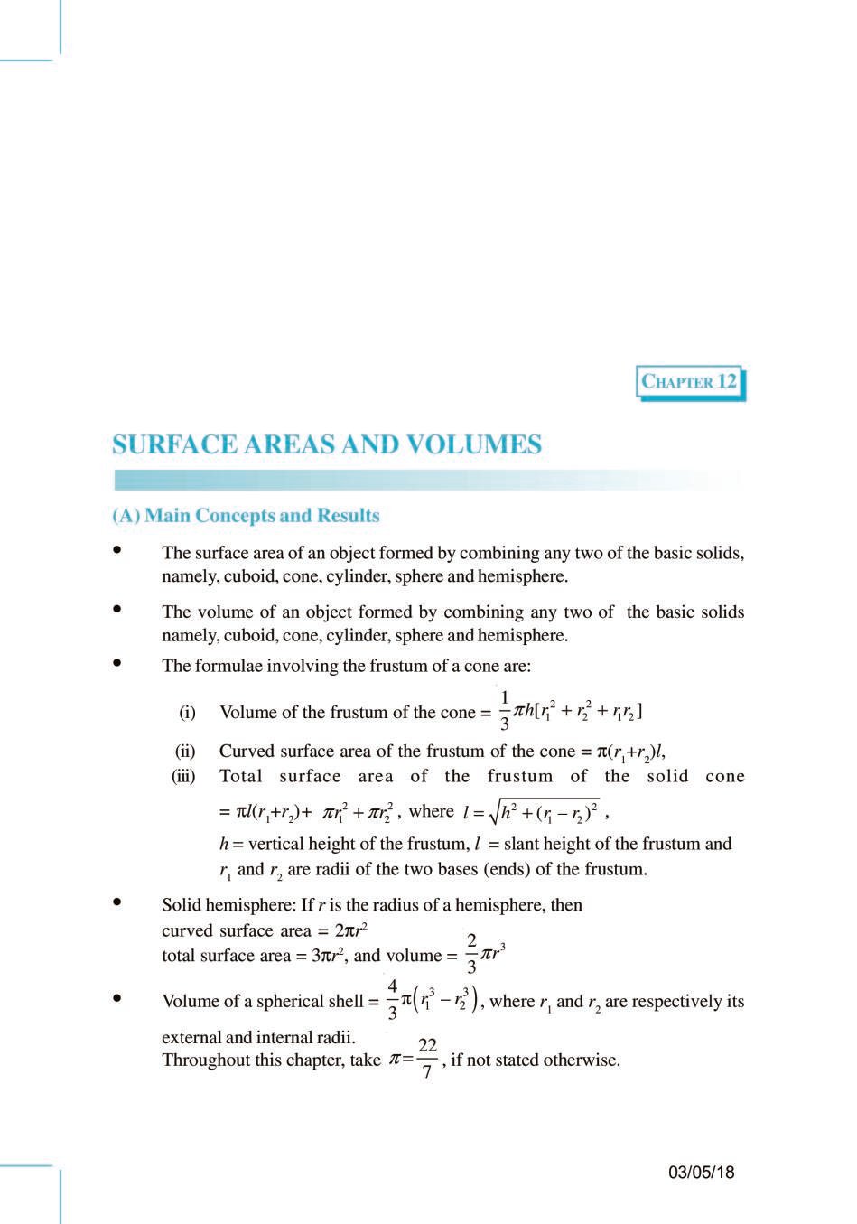NCERT Exemplar Class 10 Maths Unit 12 Surface Areas Volumes - Page 1