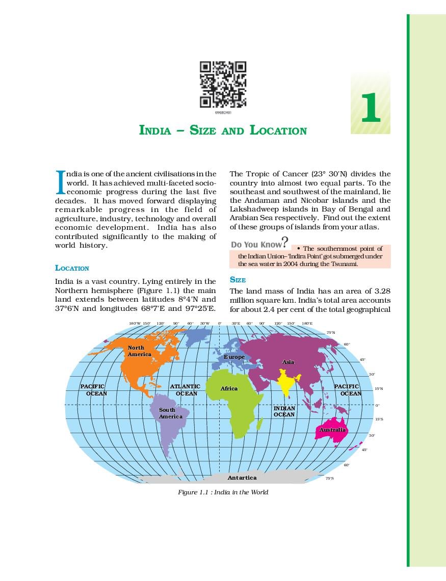 NCERT Book Class 9 Social Science (Geography) Chapter 1 India – Size and Location - Page 1