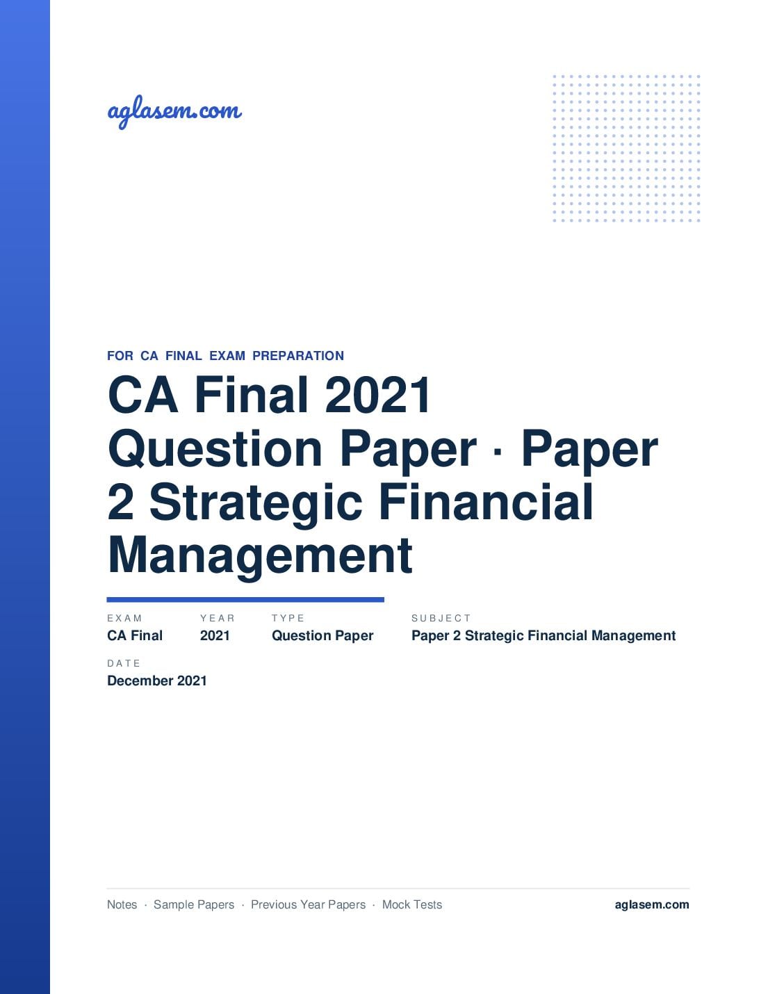 CA Final December 2021 Question Paper Paper 2 Strategic Financial Management - Page 1 of 12