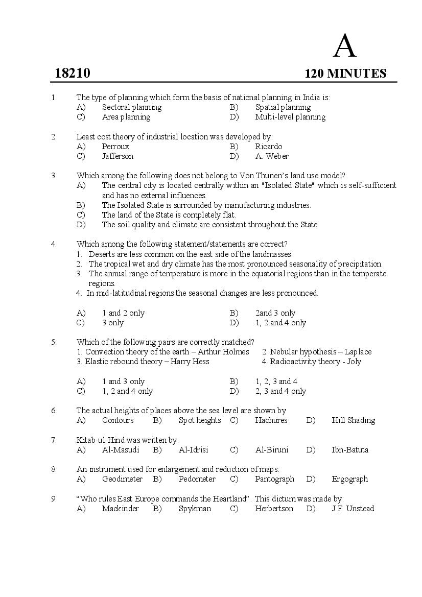 Kerala SET 2018 Feb Question Paper Geography - Page 1 of 14