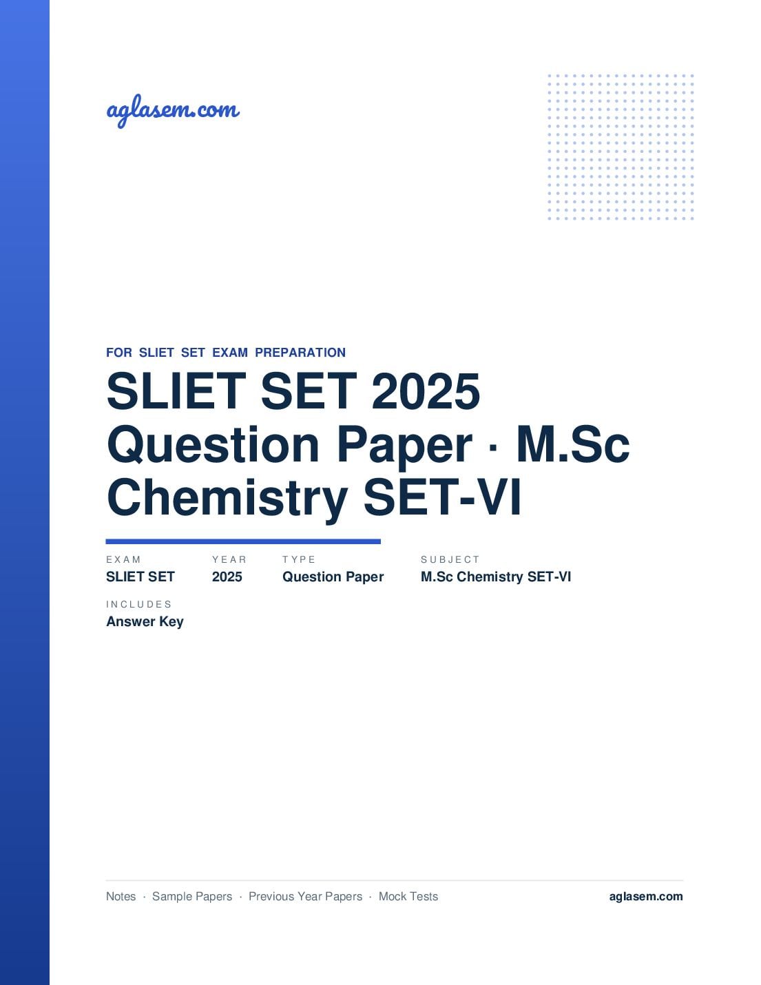 SLIET SET 2025 Question Paper with Answer Key M.Sc Chemistry SET-VI - Page 1 of 10