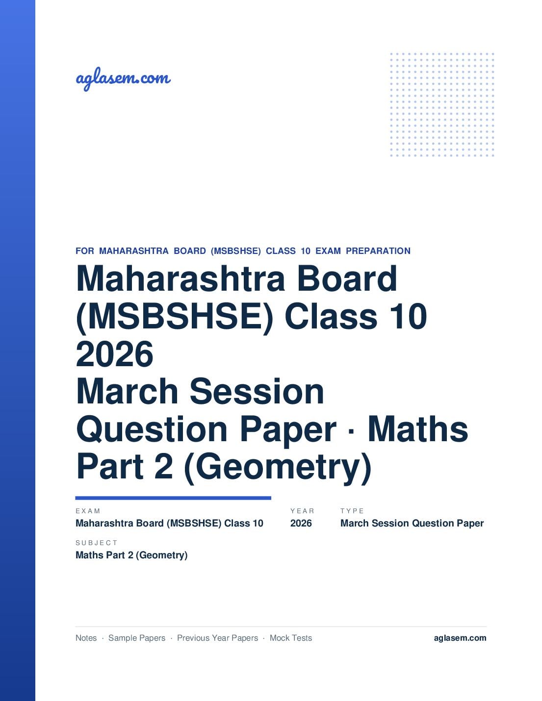 MH 10th Question Paper March 2026 Maths Part 2 (Geometry) - Page 1 of 12