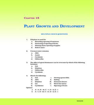 NCERT Exemplar Class 11 Biology Chapter 15 Plant growth and development