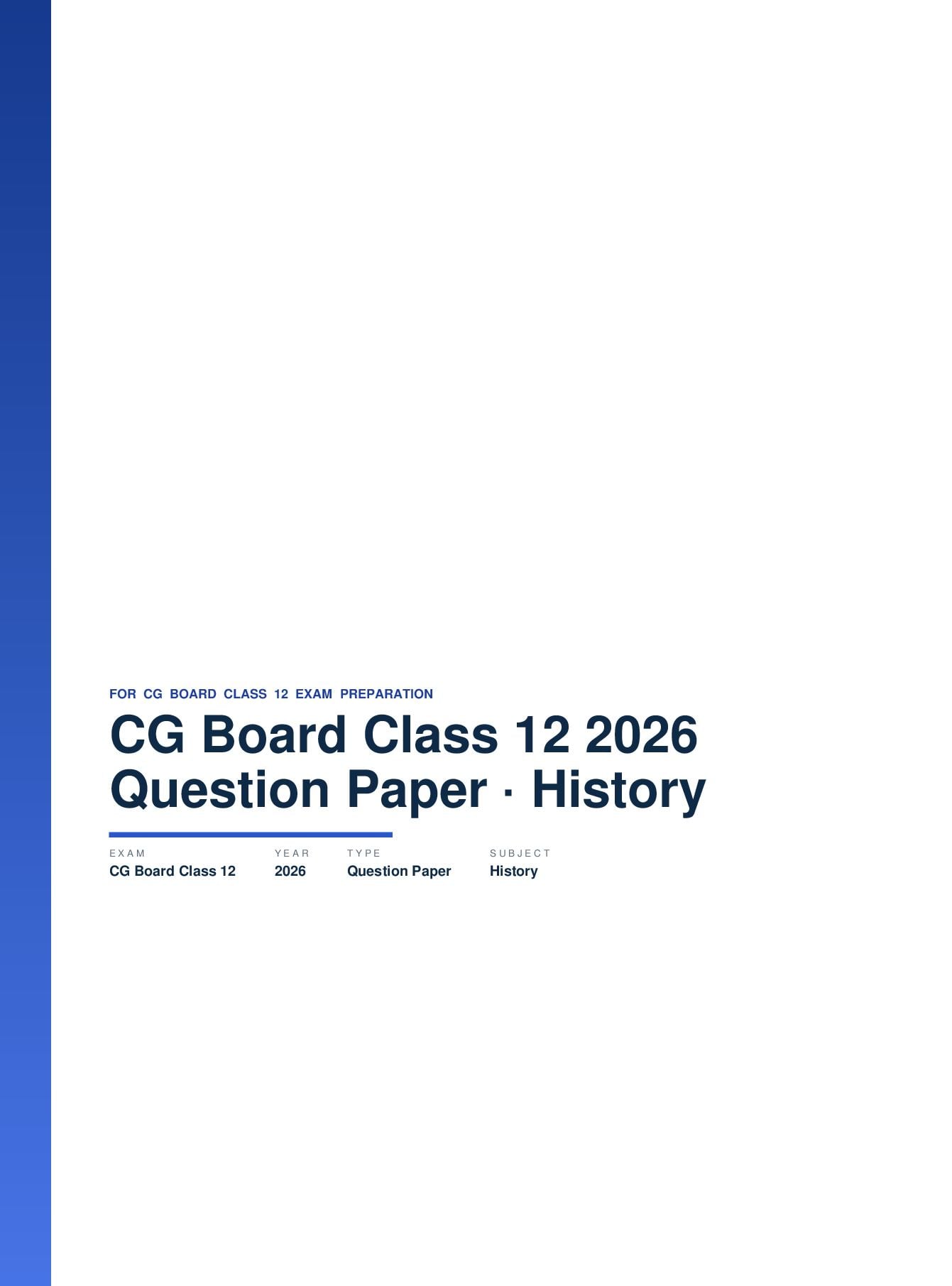 CG Board Class 12 Question Paper 2026 History - Page 1 of 13