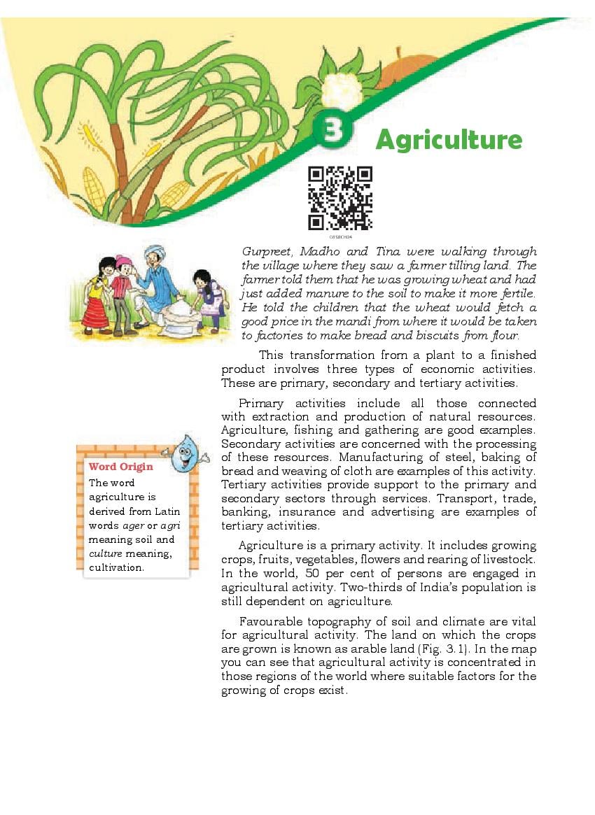 NCERT Book Class 8 Social Science (Geography) Chapter 3 Agriculture - Page 1