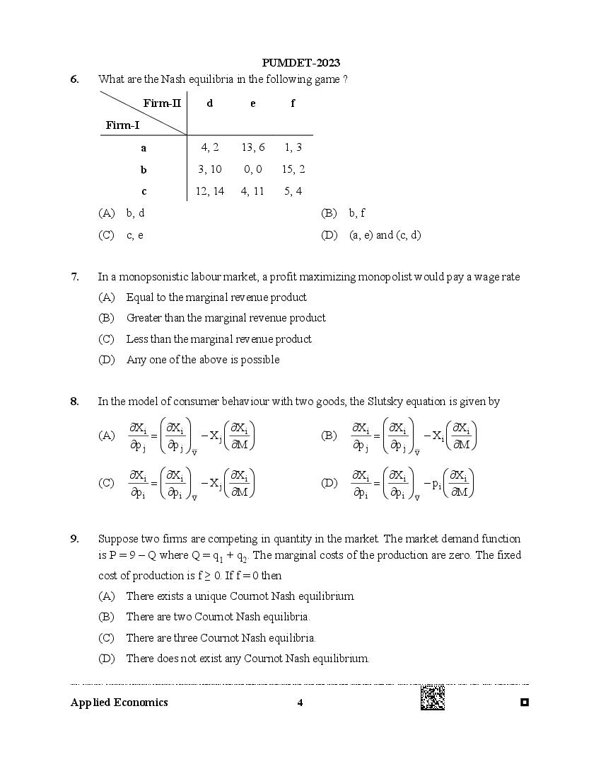 PUMDET 2023 Question Papers PDF (10 Papers, 9 July Exam)
