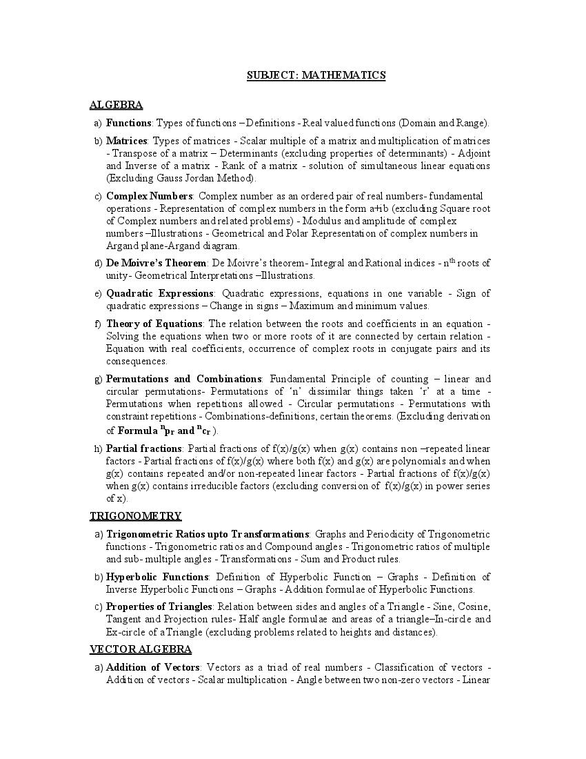AP EAPCET 2022 Syllabus for Engineering - Page 1