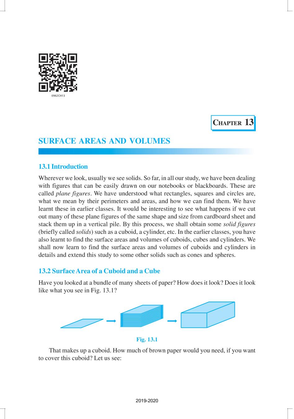 NCERT Book Class 9 Maths Chapter 13 Surface Area and Volume - Page 1