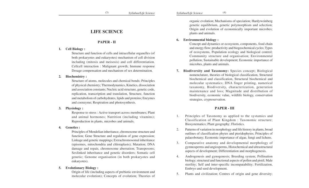 WB SET Syllabus for Life Science - Page 1