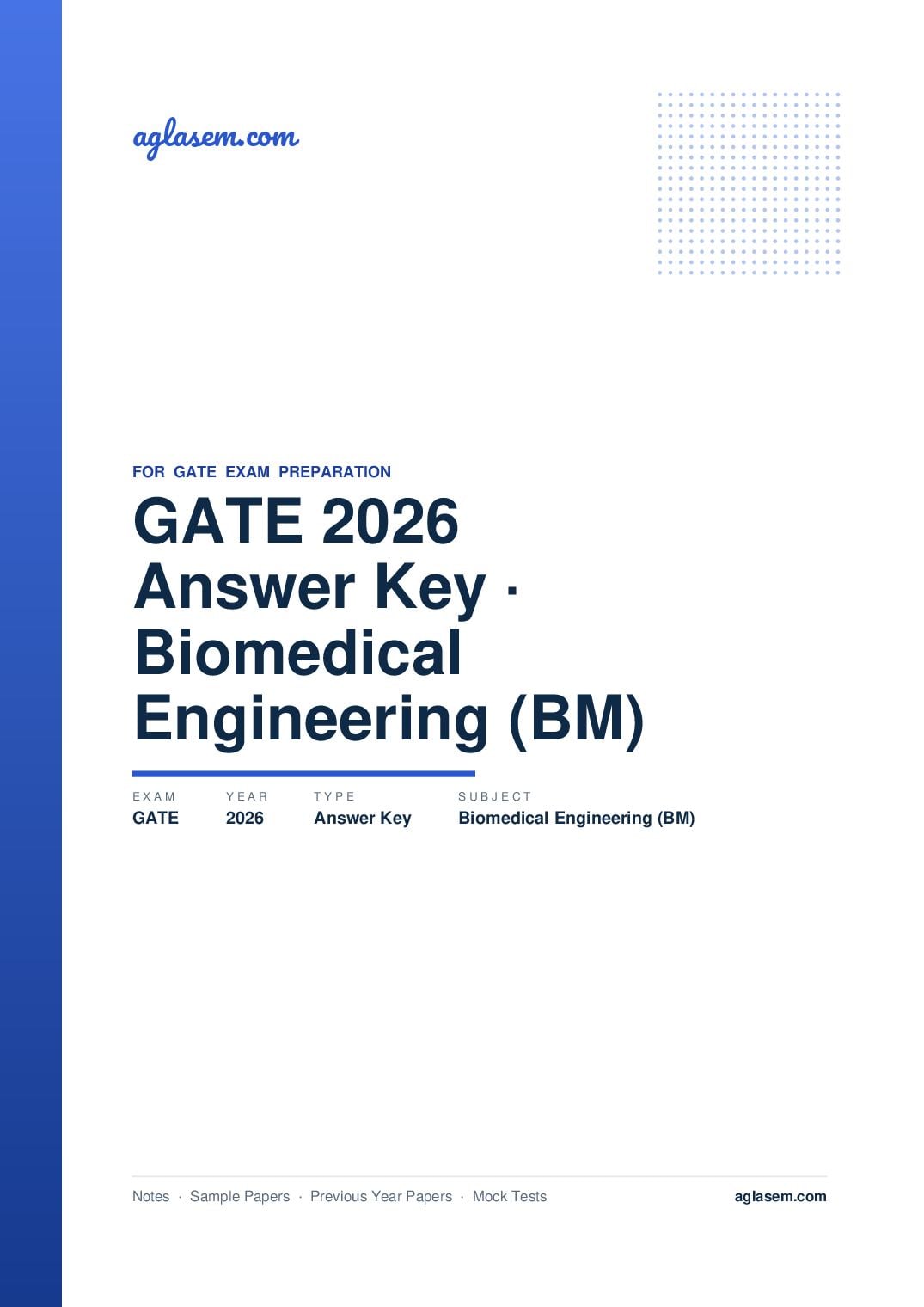 GATE 2026 Answer Key Biomedical Engineering (BM) - Page 1 of 3