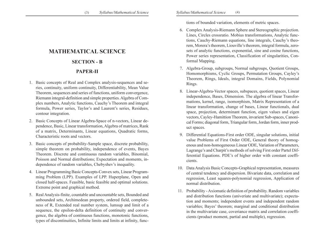WB SET Syllabus for Mathematical Science - Page 1