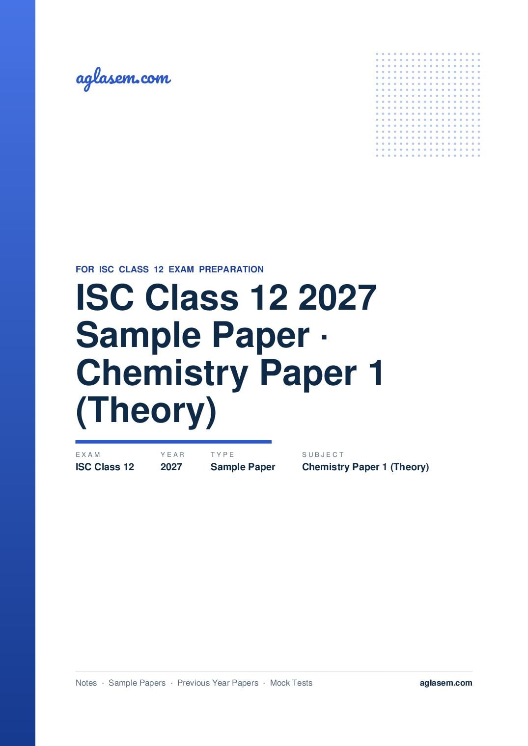 ISC Class 12 Sample Paper 2027 Chemistry Paper 1 (Theory) - Page 1 of 22