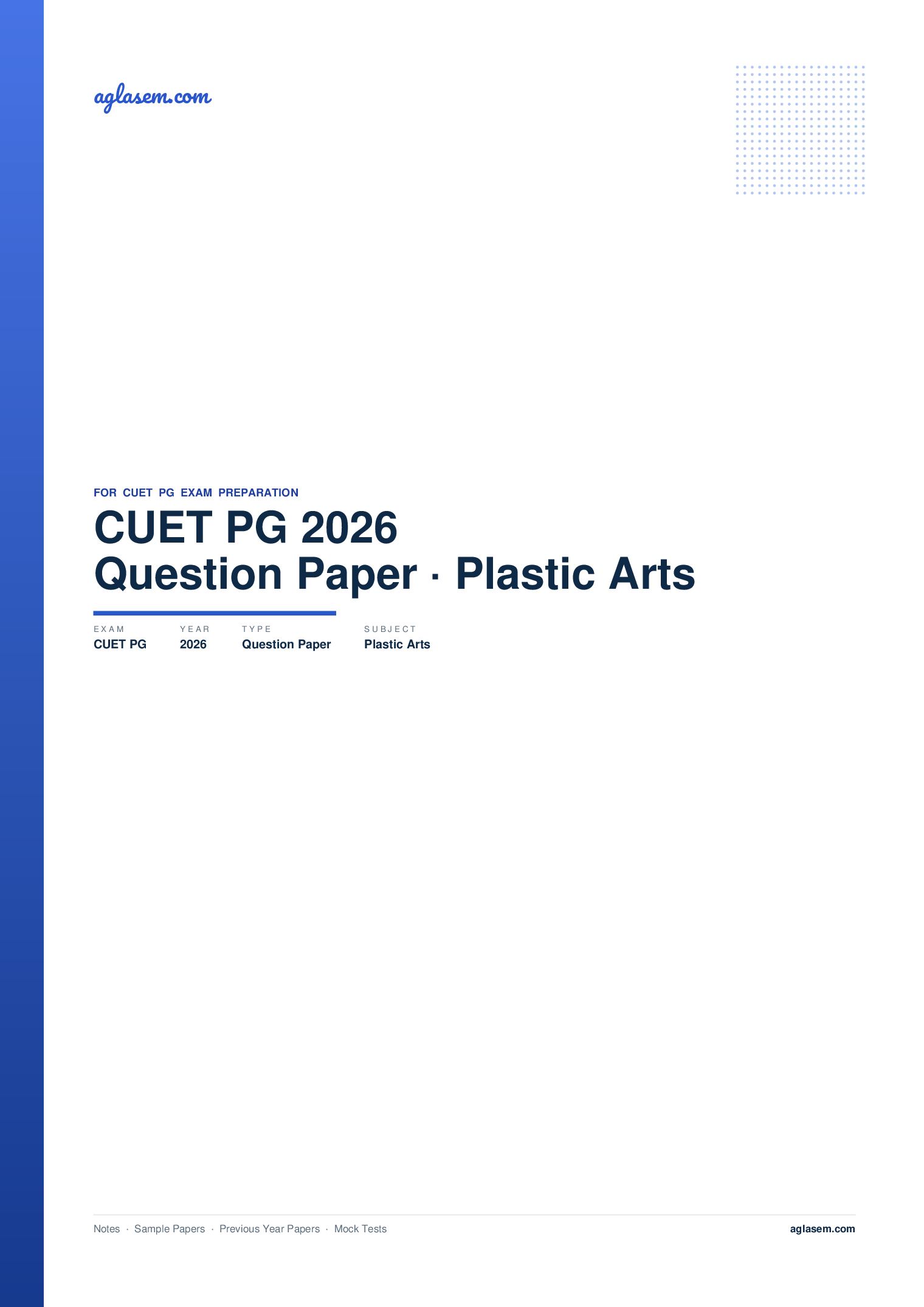 CUET PG 2026 Question Paper Plastic Arts - Page 1 of 53