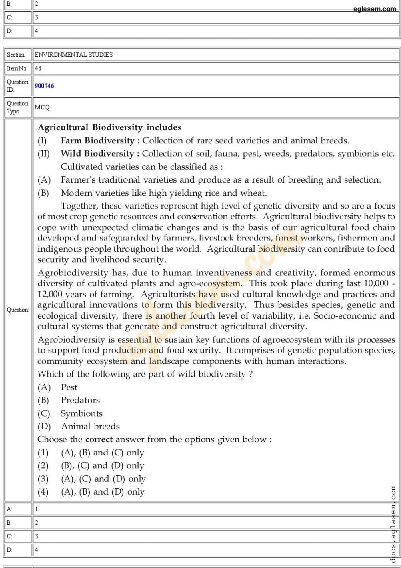 environmental studies question paper with answer 2019 pdf