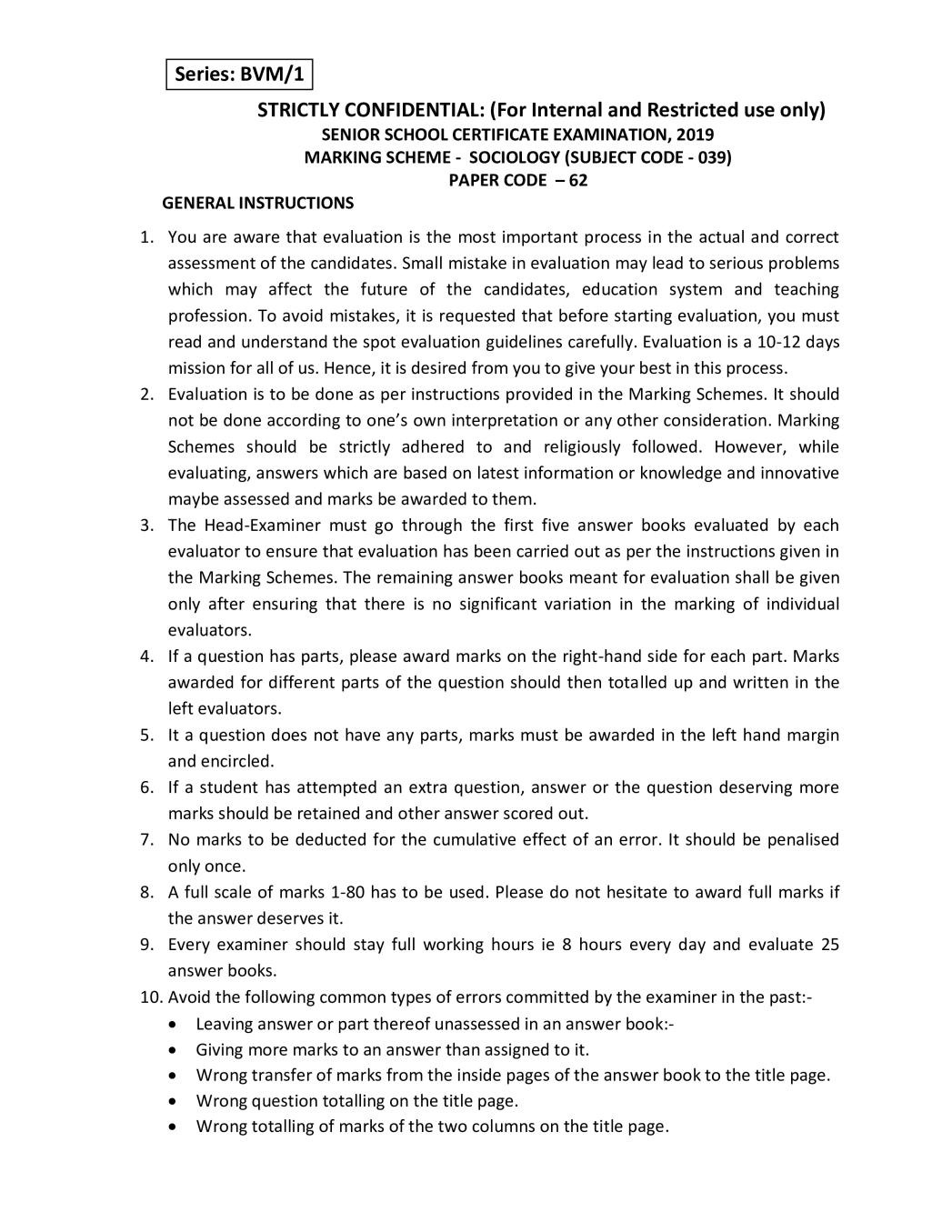 CBSE Class 12 Sociology Question Paper 2019 Set 2 Solutions - Page 1