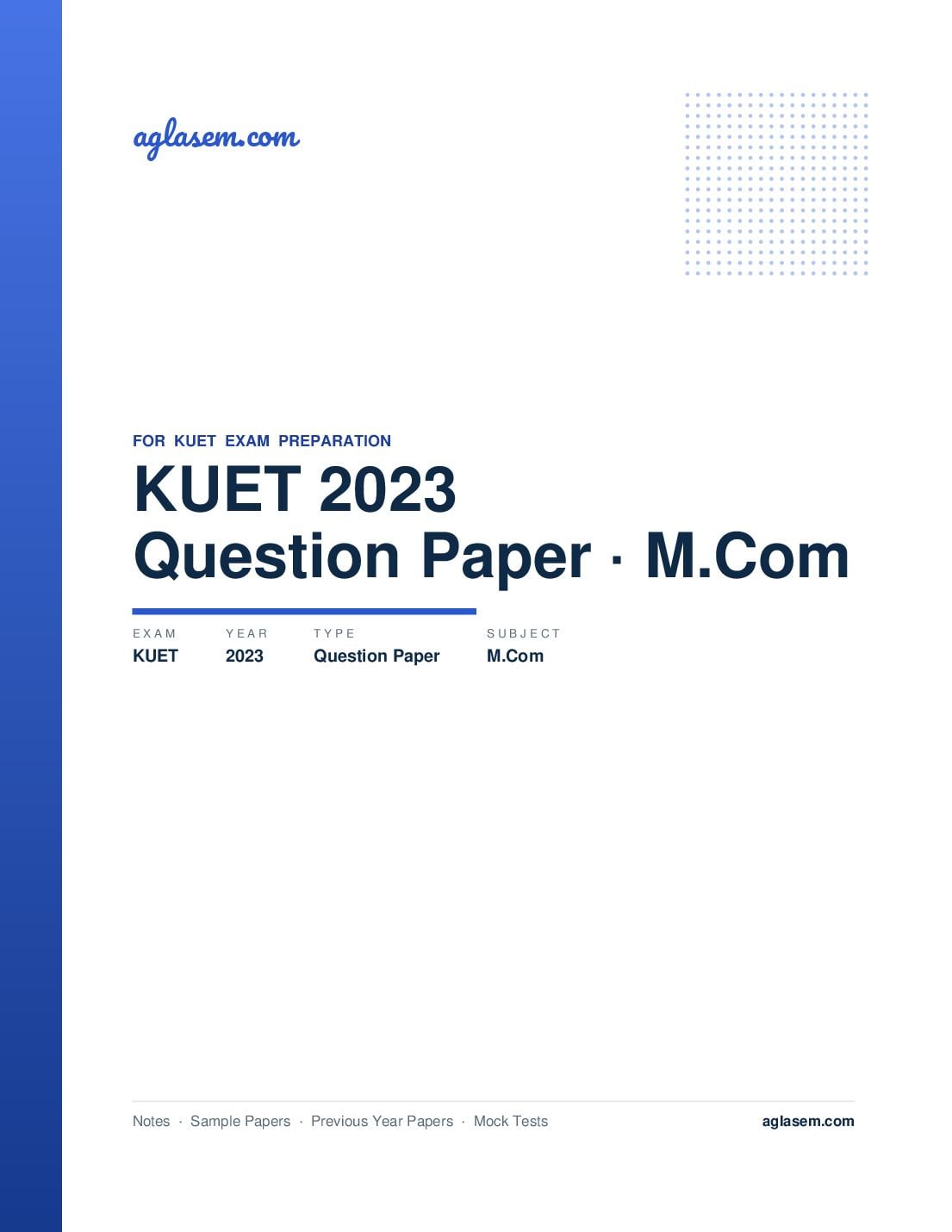 KUET 2023 Question Paper M.Com - Page 1 of 9