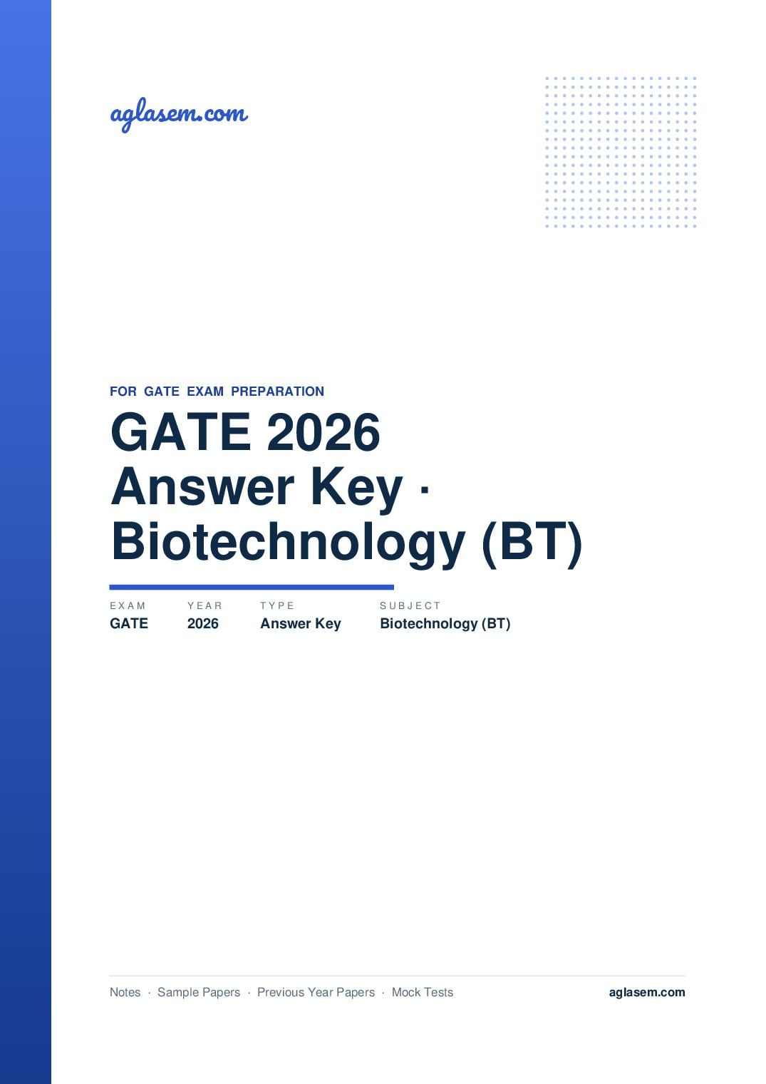 GATE 2026 Answer Key Biotechnology (BT) - Page 1 of 3