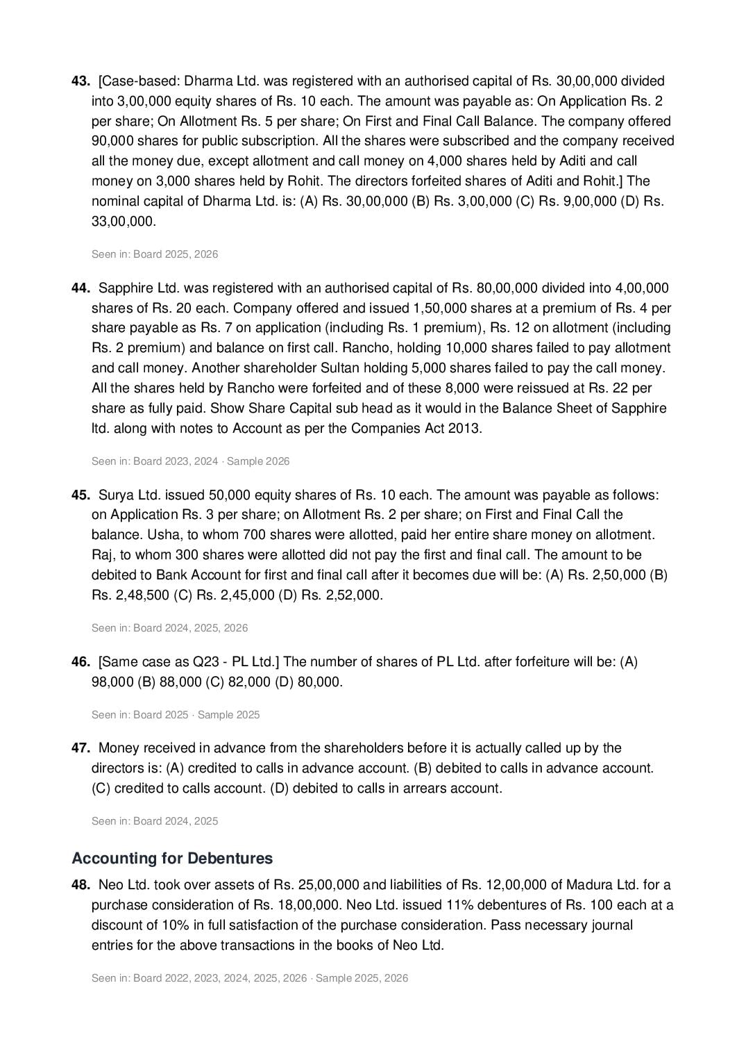 CBSE Class 12 Accountancy Important Questions 2027 (PDF)