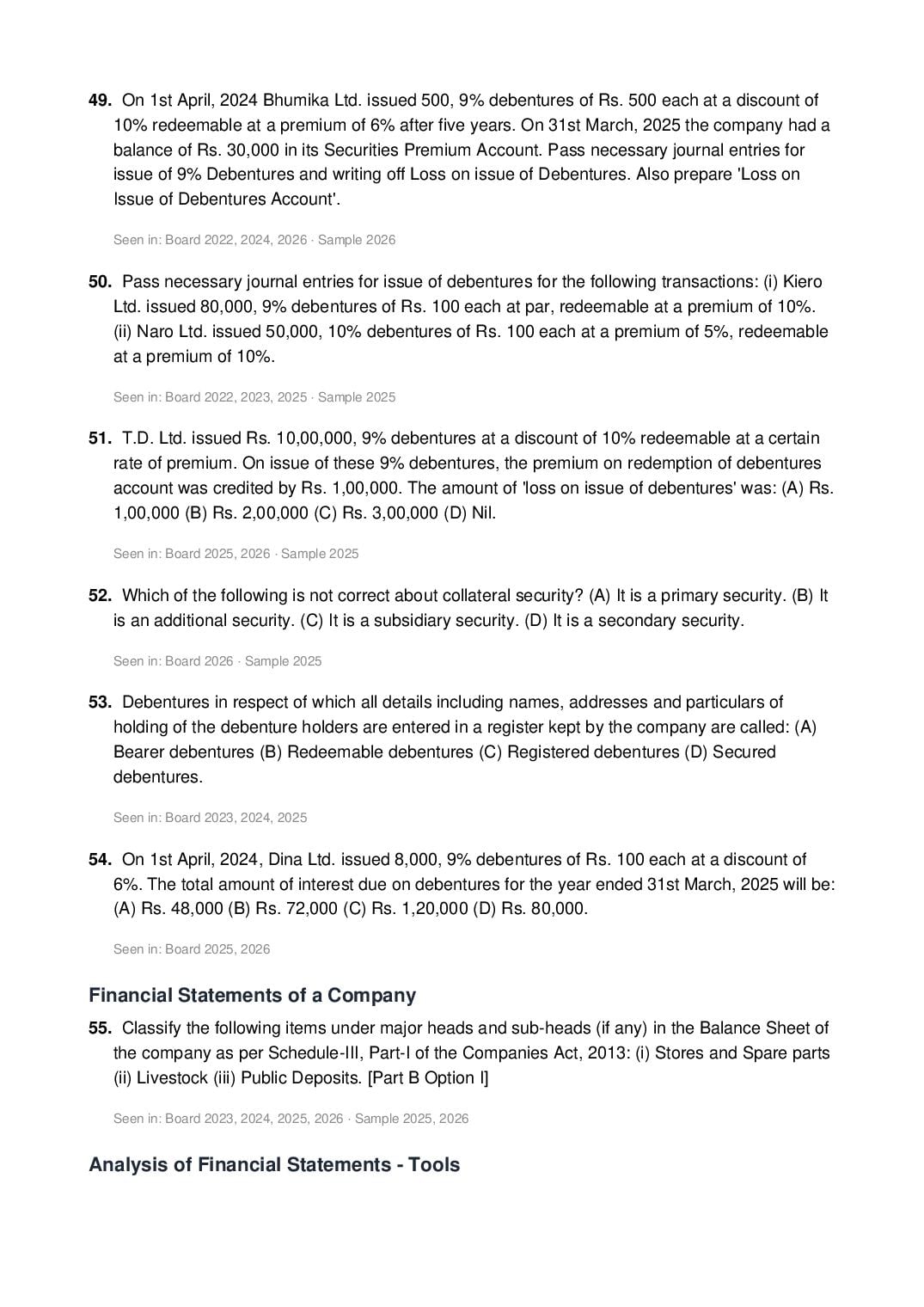 CBSE Class 12 Accountancy Important Questions 2027 (PDF)