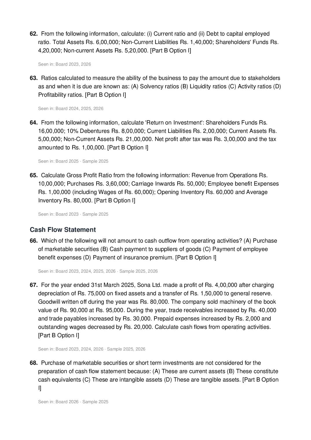 CBSE Class 12 Accountancy Important Questions 2027 (PDF)