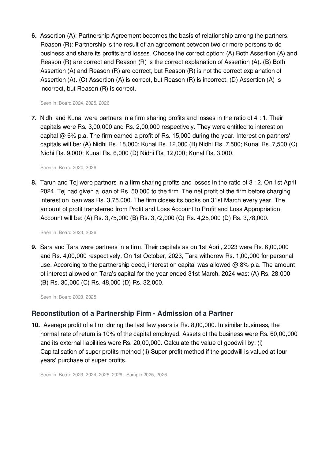 CBSE Class 12 Accountancy Important Questions 2027 (PDF)