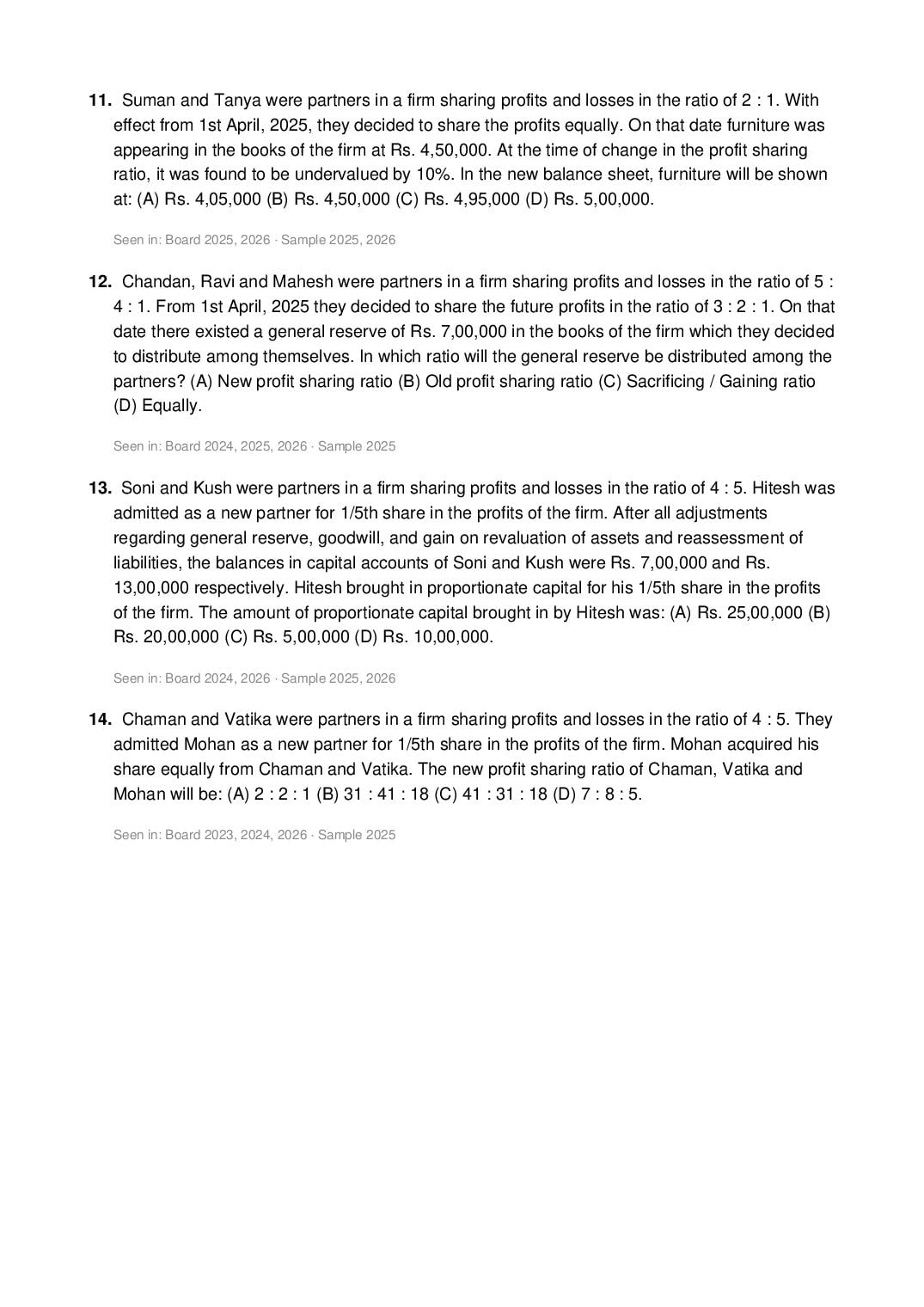 CBSE Class 12 Accountancy Important Questions 2027 (PDF)