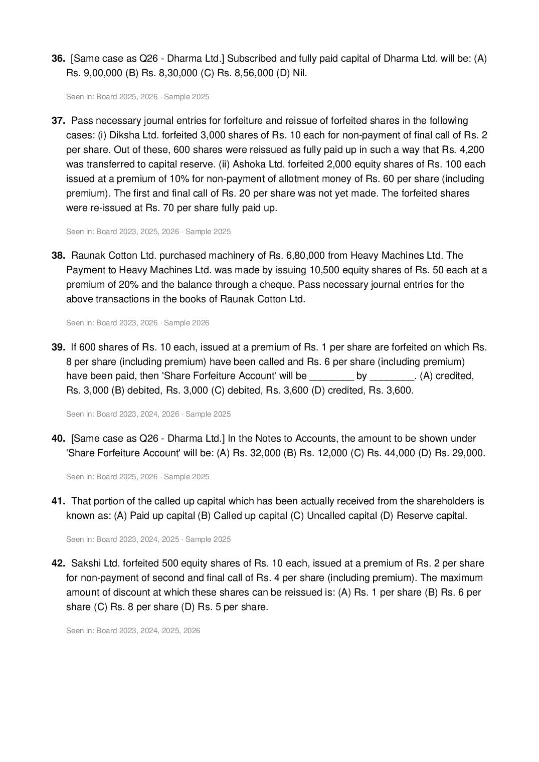 CBSE Class 12 Accountancy Important Questions 2027 (PDF)