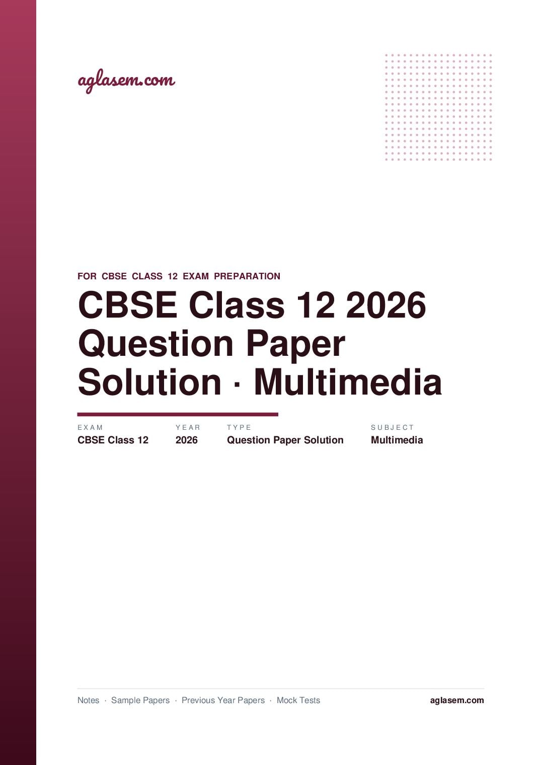 CBSE Class 12 Question Paper 2026 Solution Multimedia - Page 1 of 6