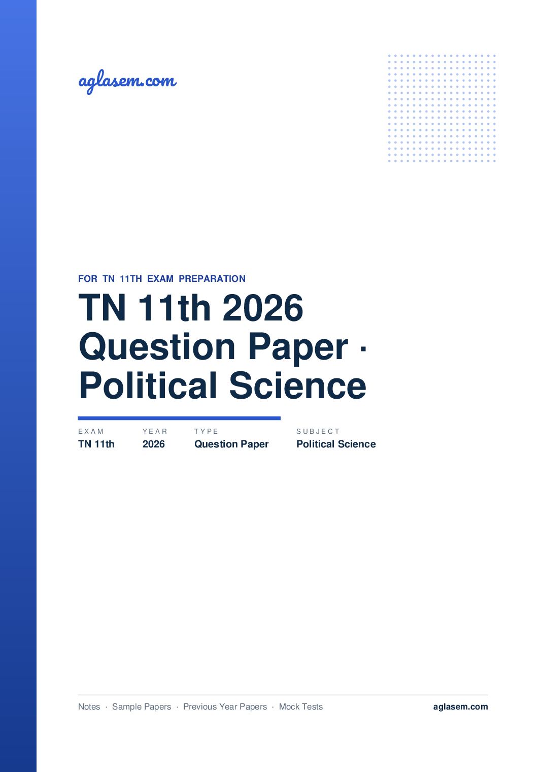TN 11th Question Paper 2026 Political Science - Page 1 of 13