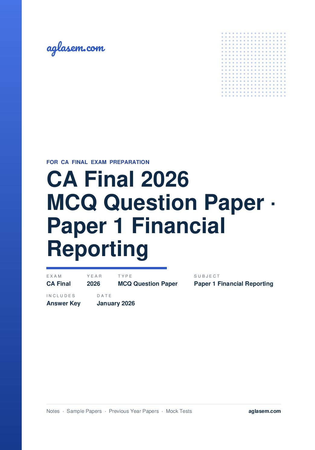 CA Final January 2026 MCQ Question Paper with Answer Key Paper 1 Financial Reporting - Page 1 of 14