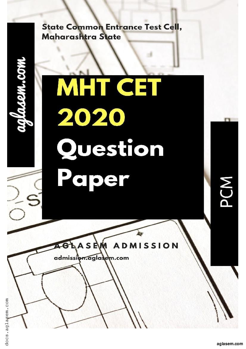 MHT CET 2020 Question Paper PCM Oct 14 Shift 1 with Answers - Page 1