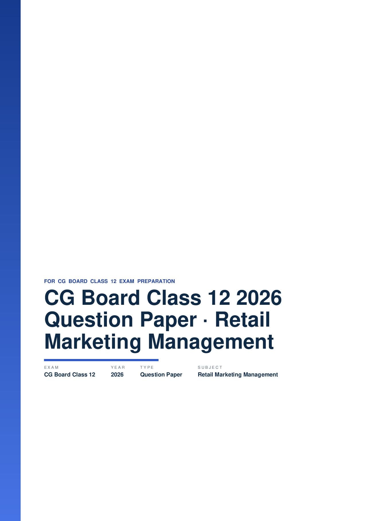 CG Board Class 12 Question Paper 2026 Retail Marketing Management - Page 1 of 12