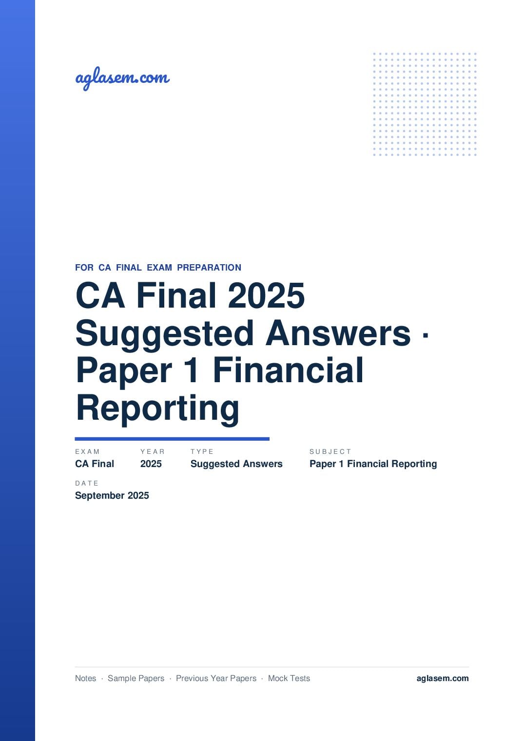 CA Final September 2025 Suggested Answers Paper 1 Financial Reporting - Page 1 of 45