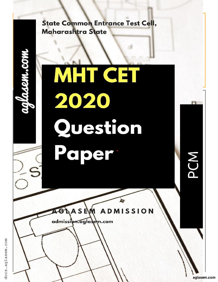 MHT CET 2020 Question Paper PCM Oct 14 Shift 2 with Answers - Page 1