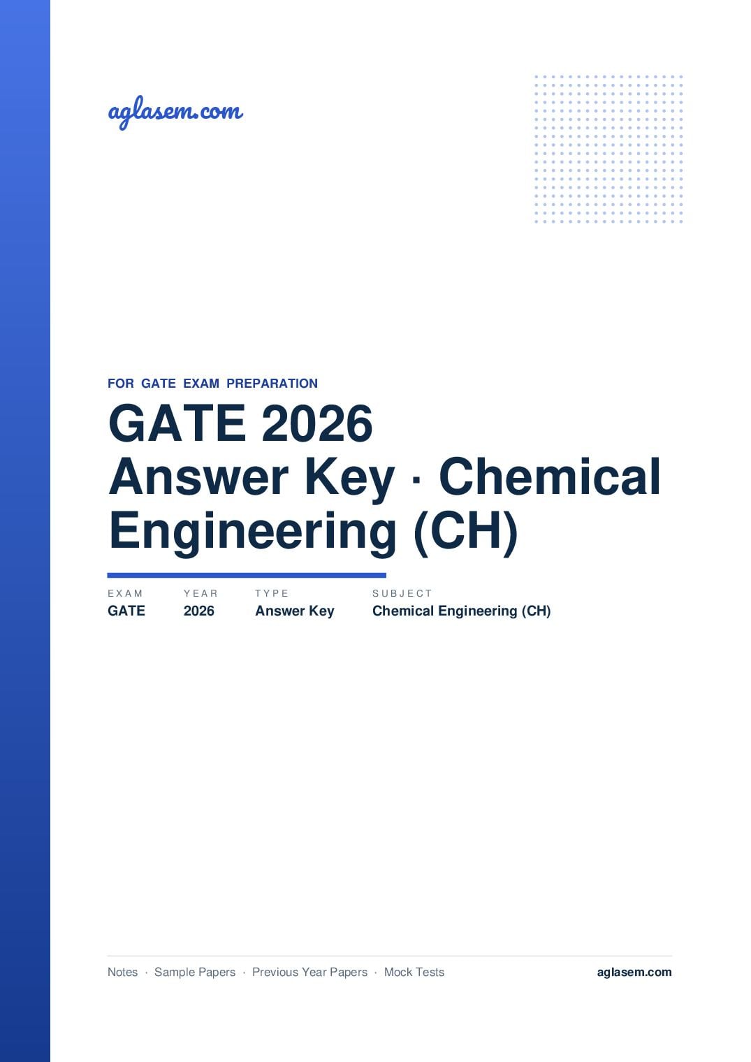 GATE 2026 Answer Key Chemical Engineering (CH) - Page 1 of 3