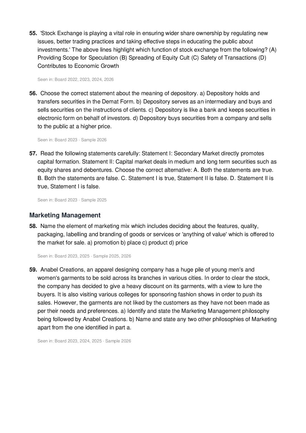 CBSE Class 12 Business Studies Important Questions 2027 (PDF)