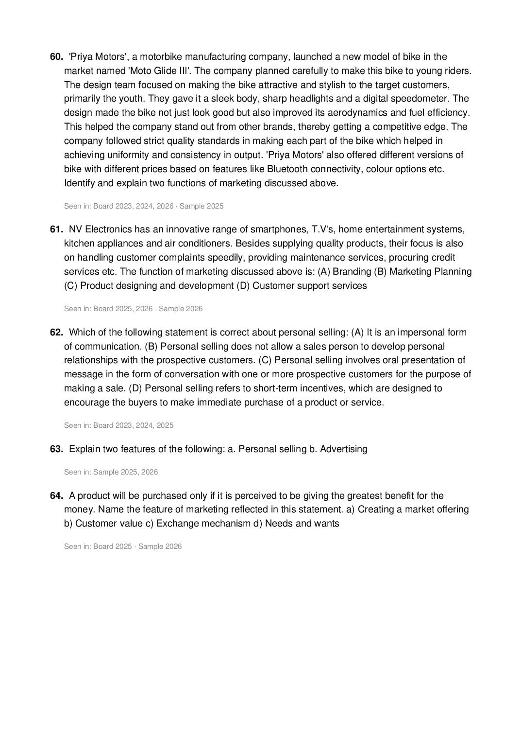 CBSE Class 12 Business Studies Important Questions 2027 (PDF)