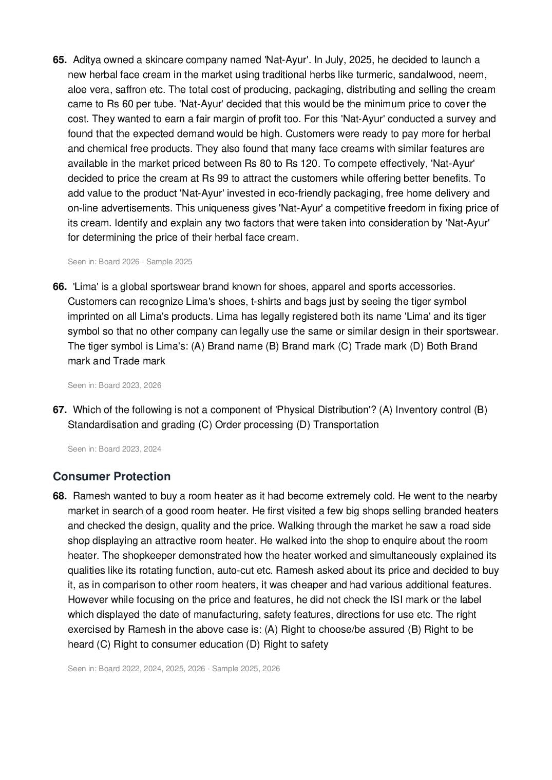 CBSE Class 12 Business Studies Important Questions 2027 (PDF)