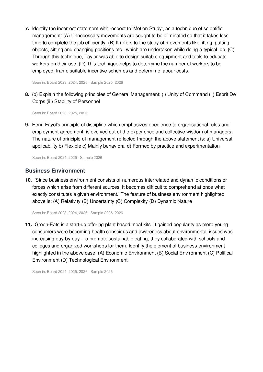 CBSE Class 12 Business Studies Important Questions 2027 (PDF)