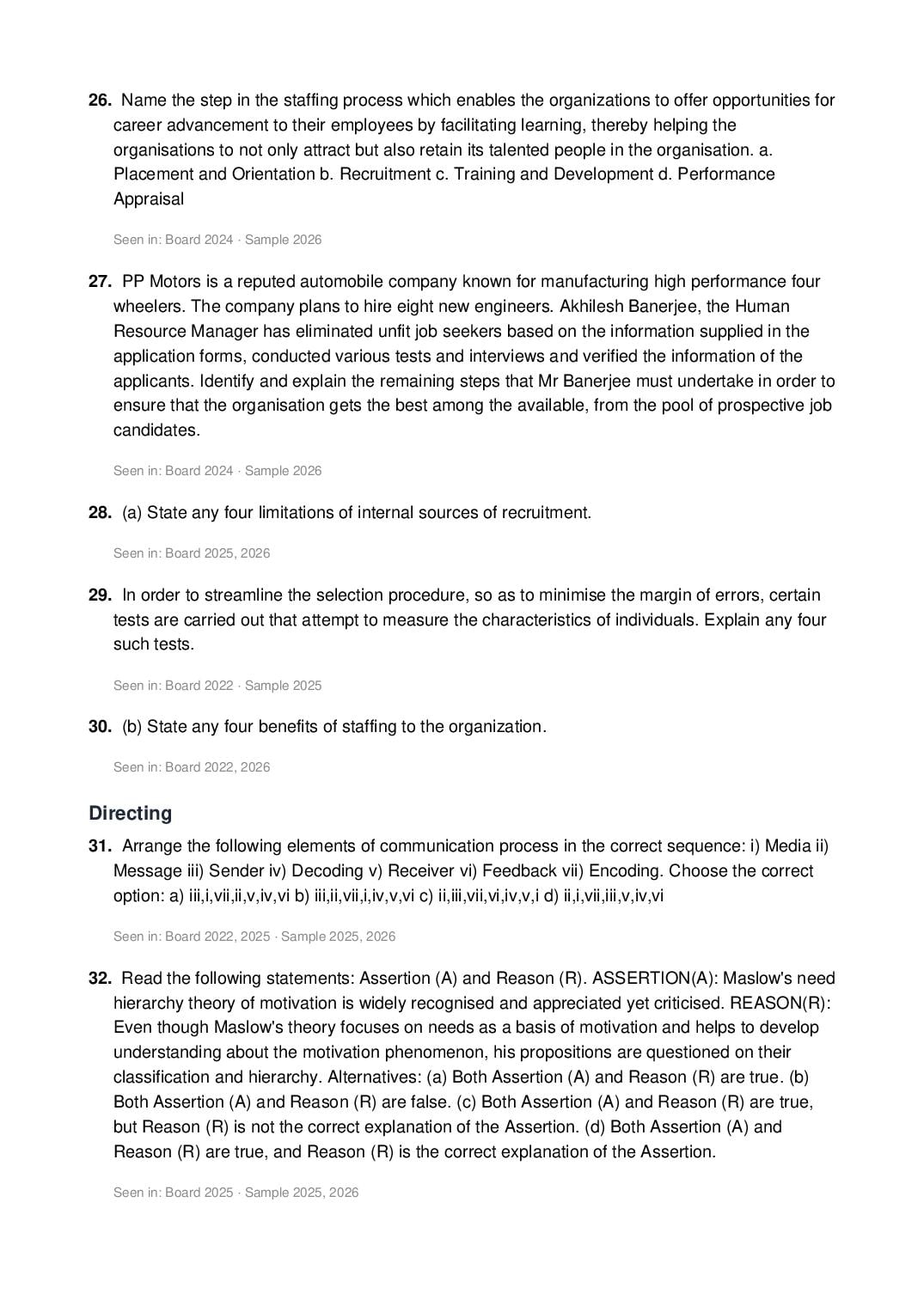 CBSE Class 12 Business Studies Important Questions 2027 (PDF)
