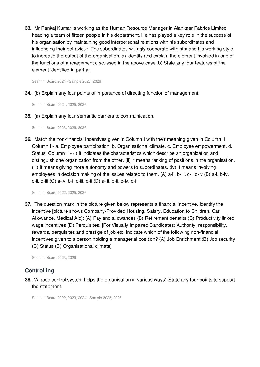 CBSE Class 12 Business Studies Important Questions 2027 (PDF)