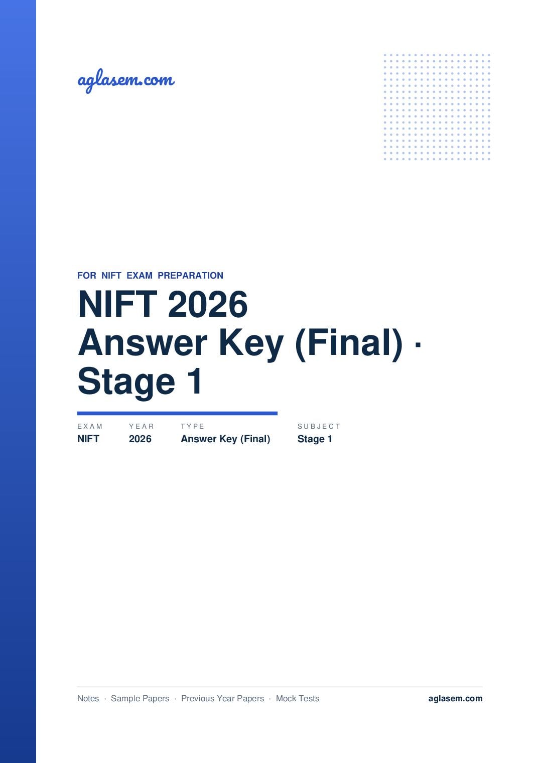 NIFT 2026 Answer Key (Final) Stage 1 - Page 1 of 10