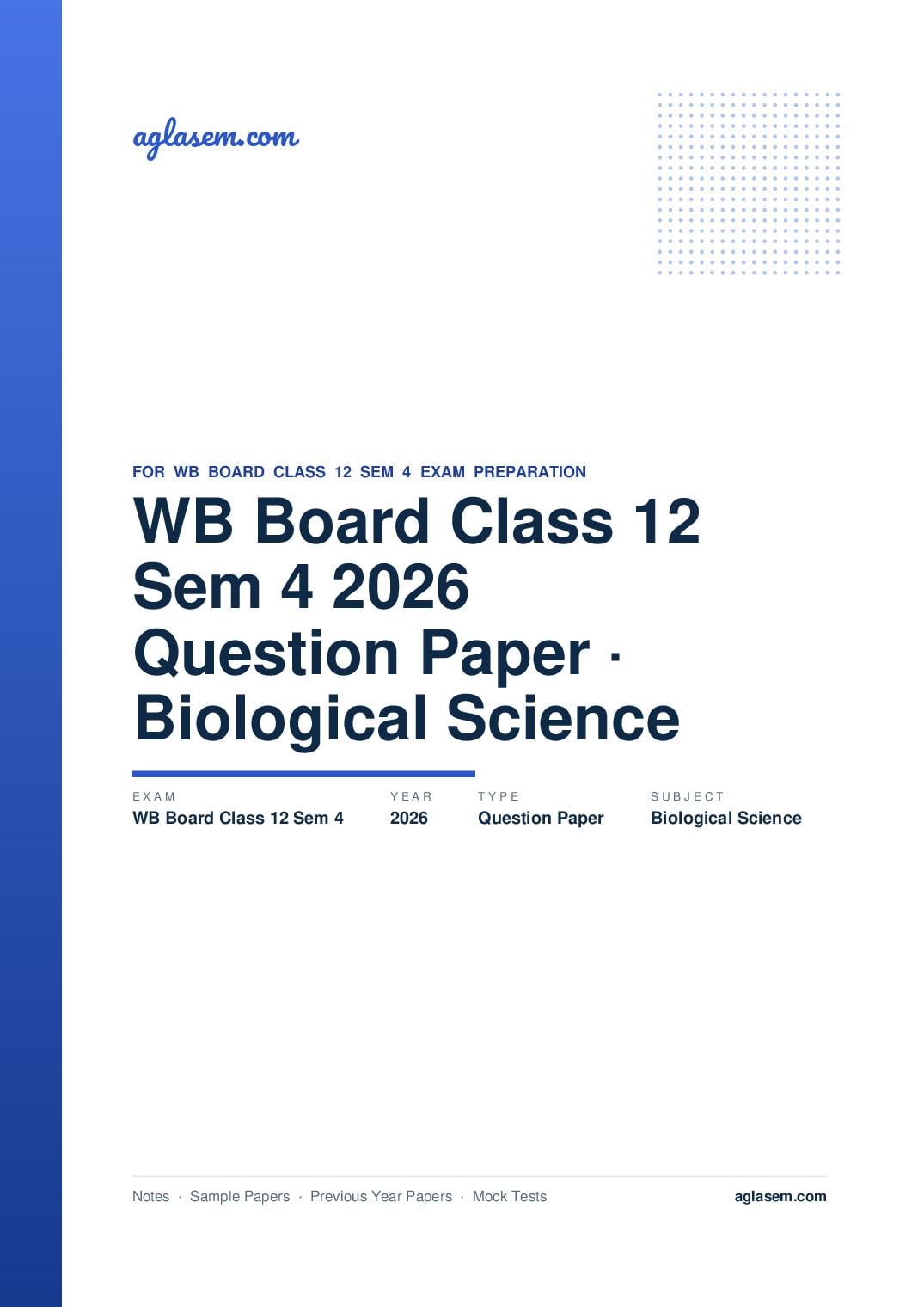 WB Board Class 12 Sem 4 Question Paper 2026 Biological Science - Page 1 of 31