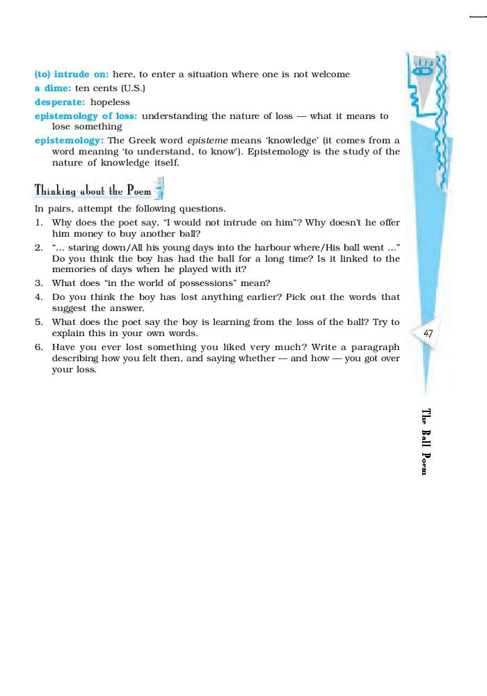 NCERT Book Class 10 English (First Flight) Chapter 3 Two Stories about  Flying; His First Flight; Black Aeroplane How to Tell Wild Animals, The  Ball Poem