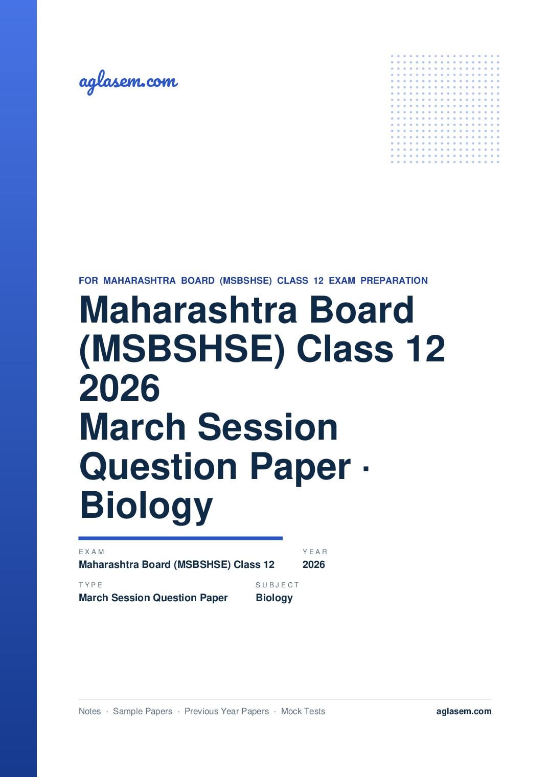 MH 12th Question Paper March 2026 Biology - Page 1 of 9
